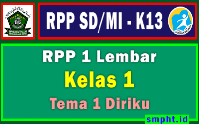 RPP 1 Lembar Kelas 1 Tema 1 SD/MI Kurikulum 2013 Tahun Pelajaran 2021-2022 (Diriku)
