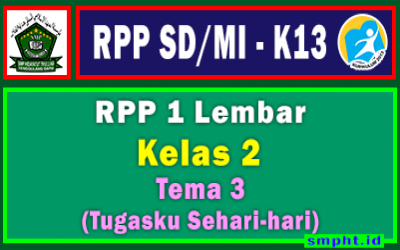RPP 1 Lembar Kelas 2 Tema 3 SD/MI Kurikulum 2013 Tahun Pelajaran 2021-2022